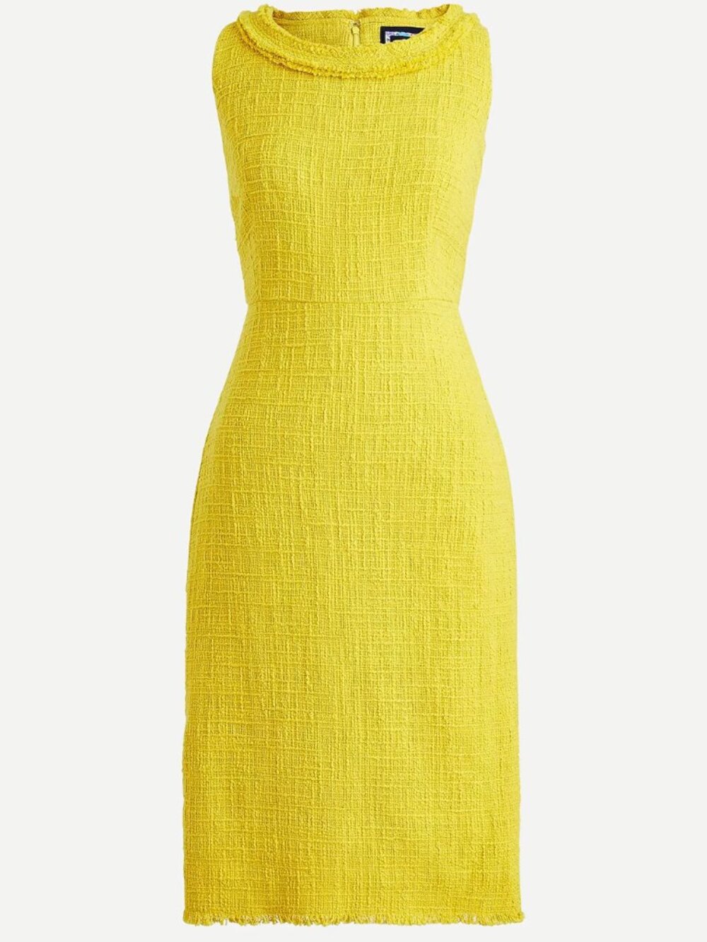 J. Crew Tweed Sheath Dress Yellow with Fringe Details, US 6 NWT